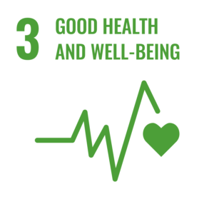 Icon for good health and well-being, showing a green pulse line with a heart, labeled with the number 3.
