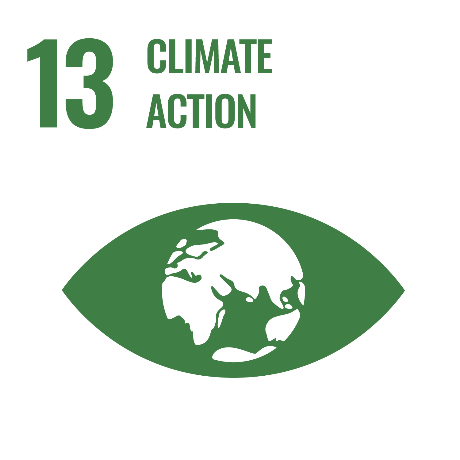 Icon for UN Sustainable Development Goal 13: Climate Action. Features number 13, text 