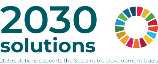 Logo for 2030 Solutions with colorful circular icon, supporting the Sustainable Development Goals.